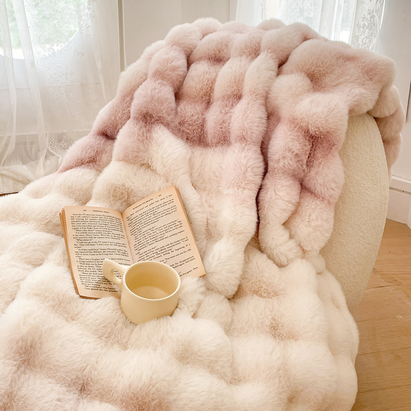 冬季加厚兔毛絨午睡毛毯被珊瑚絨毯子仿皮草空調毯沙發蓋毯