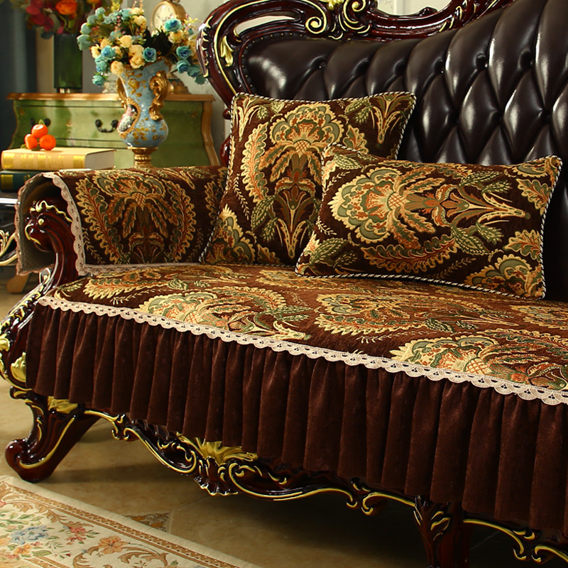歐式風格防滑沙發墊四季通用奢華美式復古蓋布坐墊