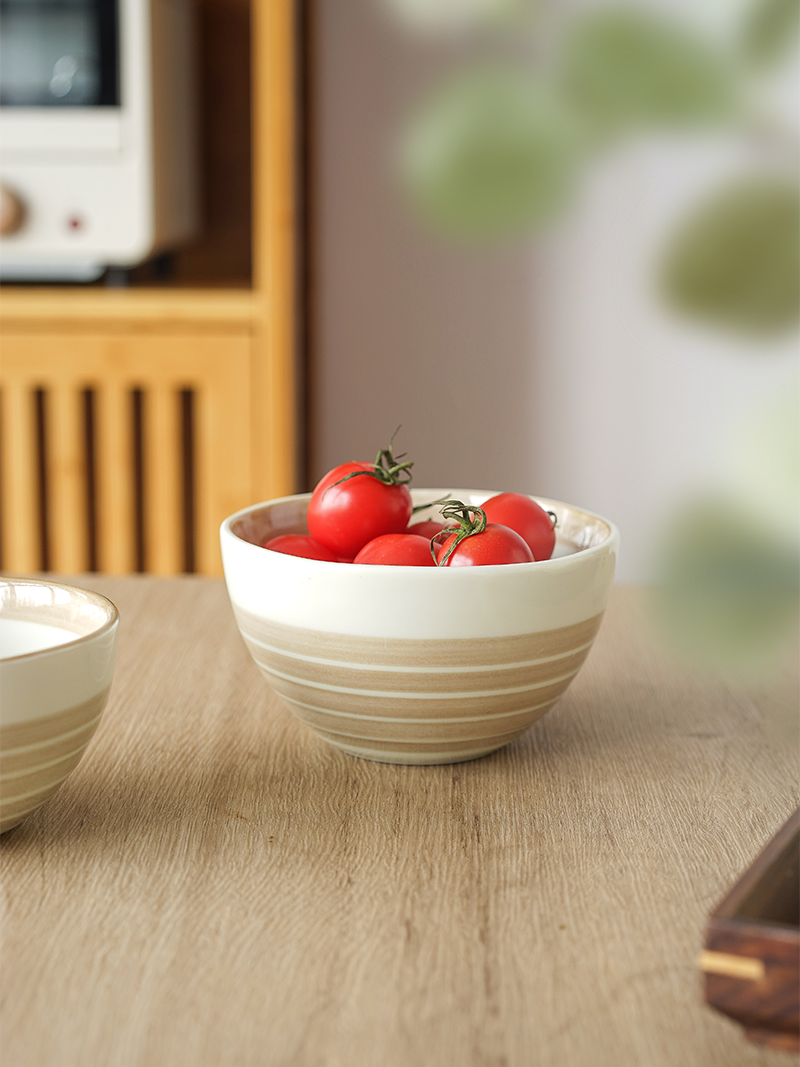 日本進口圓碗午柔系列家用陶瓷日式麪碗簡約創意波點飯碗小湯碗