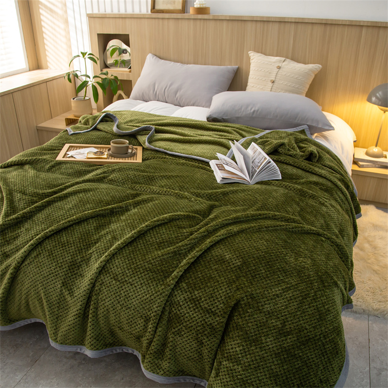 北歐風絨毯 軍綠色溫暖寢具 四季通用