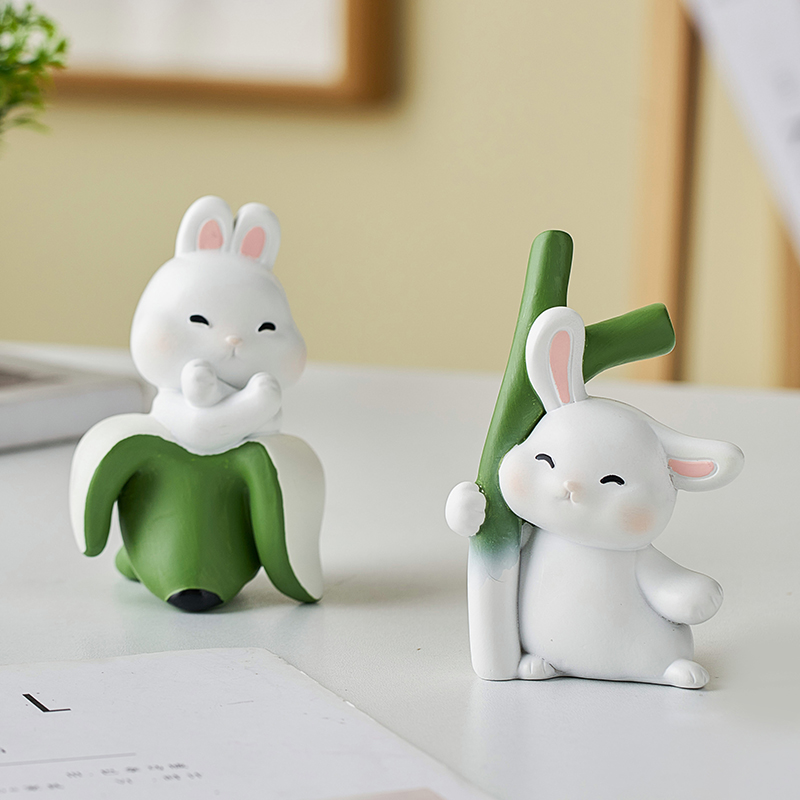 可愛兔子擺件療癒小物件辦公室電腦裝飾品送女生