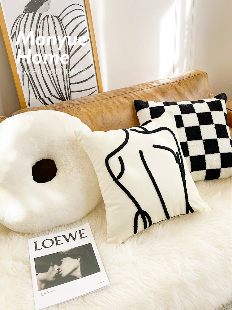 北歐風格棋盤格抱枕套 含芯 客廳臥室沙發裝飾抱枕
