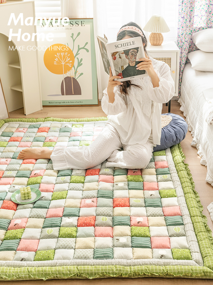 韓式全棉饅頭地墊 臥室床邊茶几爬行墊防滑地毯