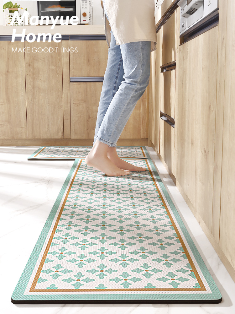 風格北歐 pvc材質 耐髒廚房地墊 防滑防油免洗可擦腳墊