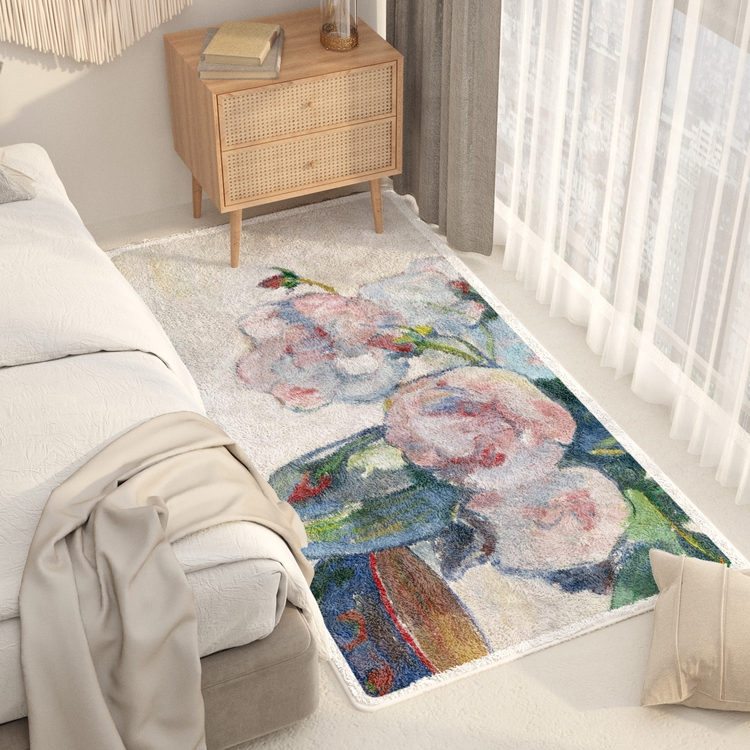 印象派抽象風格 卡通地毯 家用客廳臥室加厚地墊