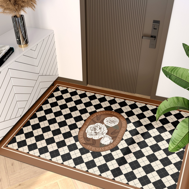 進門腳墊防滑 門墊地毯可擦洗 可裁剪地毯 簡約法式風格的家用腳墊