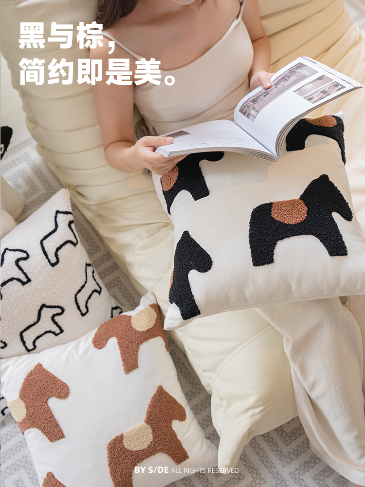 創意兒童小馬抱枕套或枕芯 簡約時尚動物圖案 沙發客廳靠背