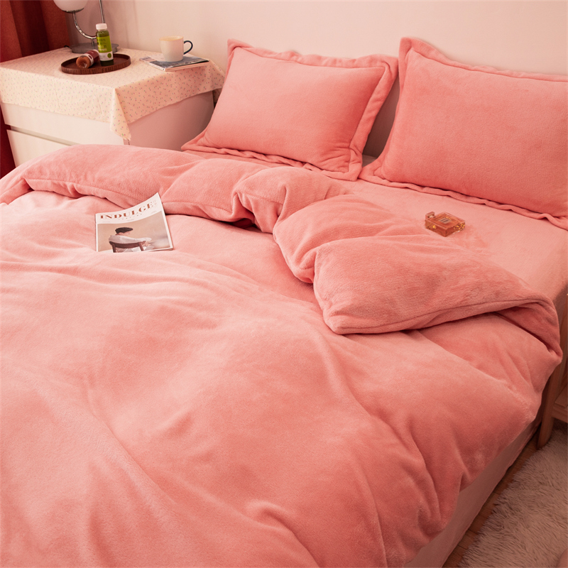 簡約風牛奶絨法蘭絨四件套 蓄熱保暖床單床罩枕套