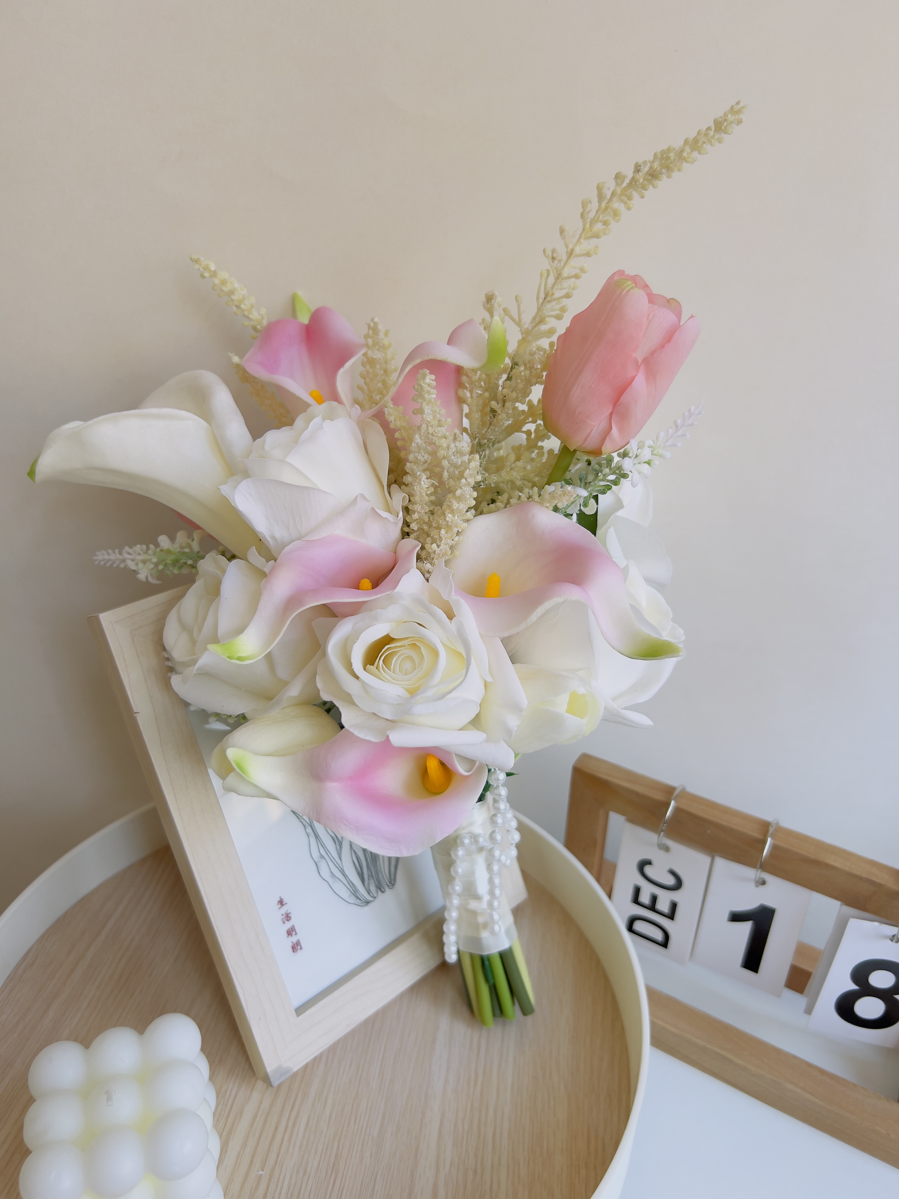 婚禮拍照必備韓式唯美仿真花束 伴娘手拿假花領證寫真道具花