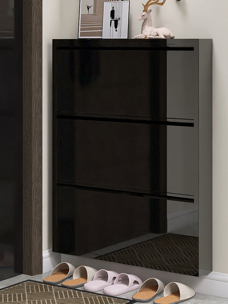 超薄鞋櫃15cm繙鬭簡約現代門厛櫃玄關北歐入戶家用門口窄邊收納櫃