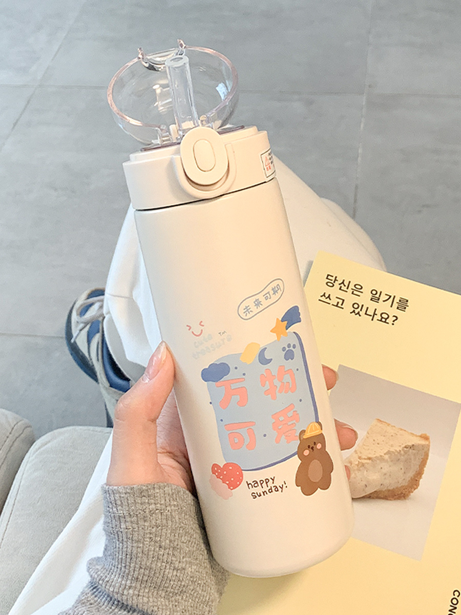 韓式可愛保溫杯流行吸管水杯學生專屬高顏值杯子