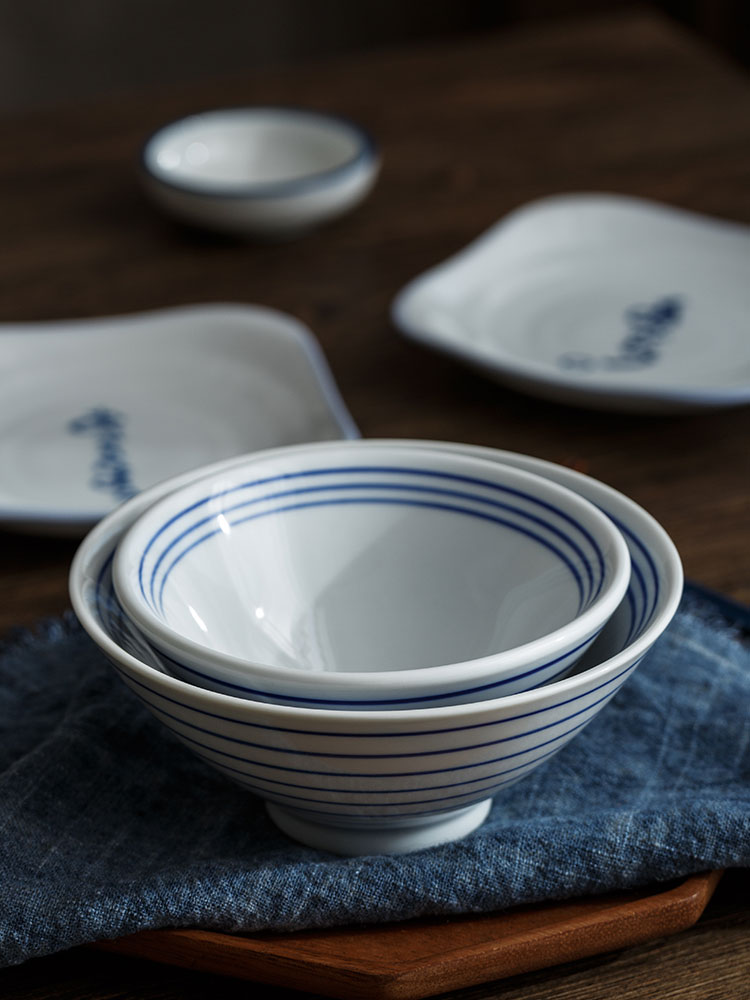 日式復古斗笠碗 小巧高腳瓷碗 餐桌料理陶瓷米飯麵碗 (8.3折)