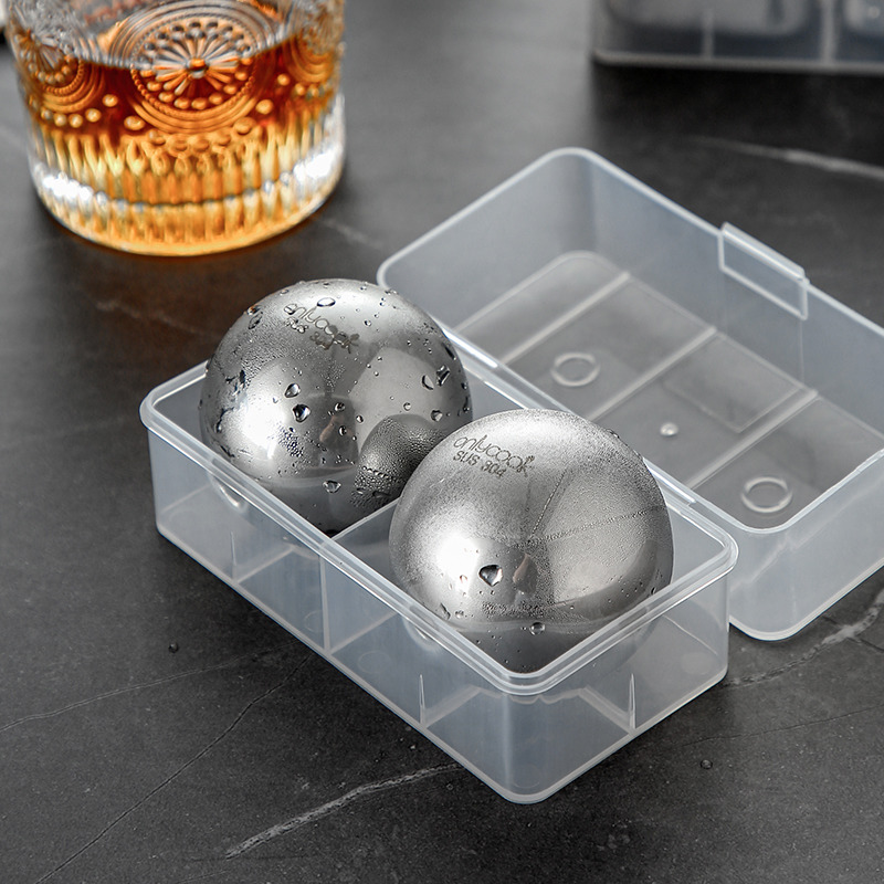 onlycook不鏽鋼冰球模具食品級304不鏽鋼製家用威士忌冰塊神器方形圓形兩款