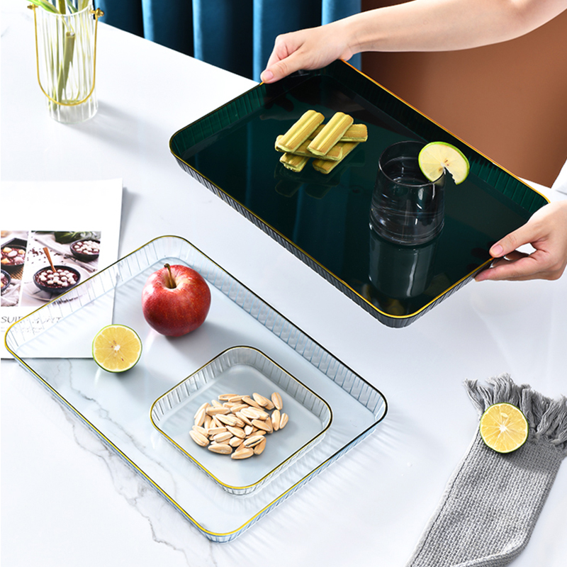 透明簡約託盤多種尺寸與顏色可當客廳茶盤或水果盤