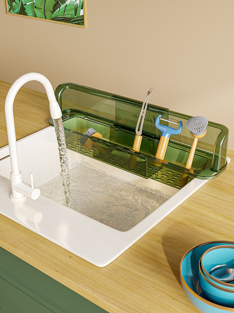 廚房水槽防濺水神器伸縮架擋條可伸縮瀝水籃
