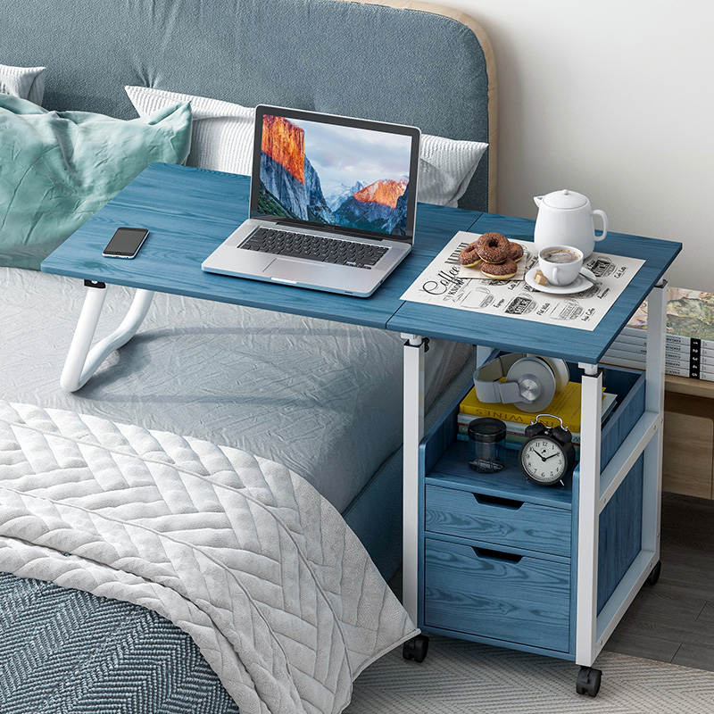 簡約時尚可摺疊電腦桌移動升降家用臥室床邊桌多款顏色任選