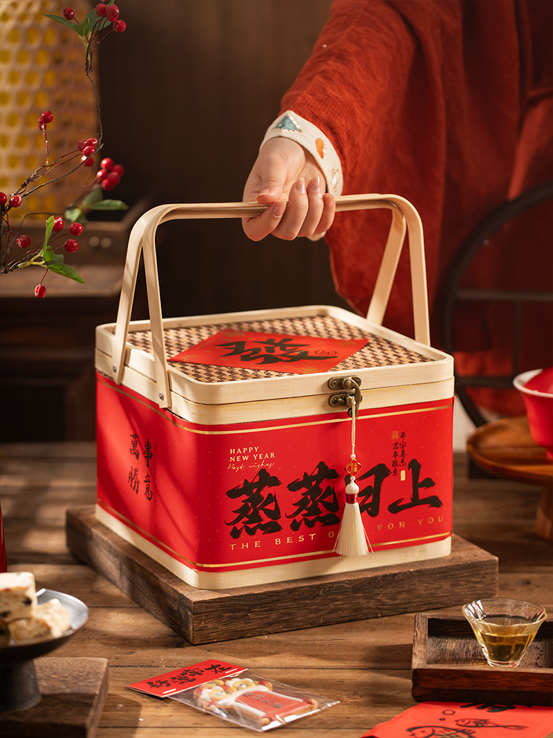 復古中式竹籃禮品盒 端午節伴手禮盒 烘焙手提盒子 糖果盒空盒 (8折)
