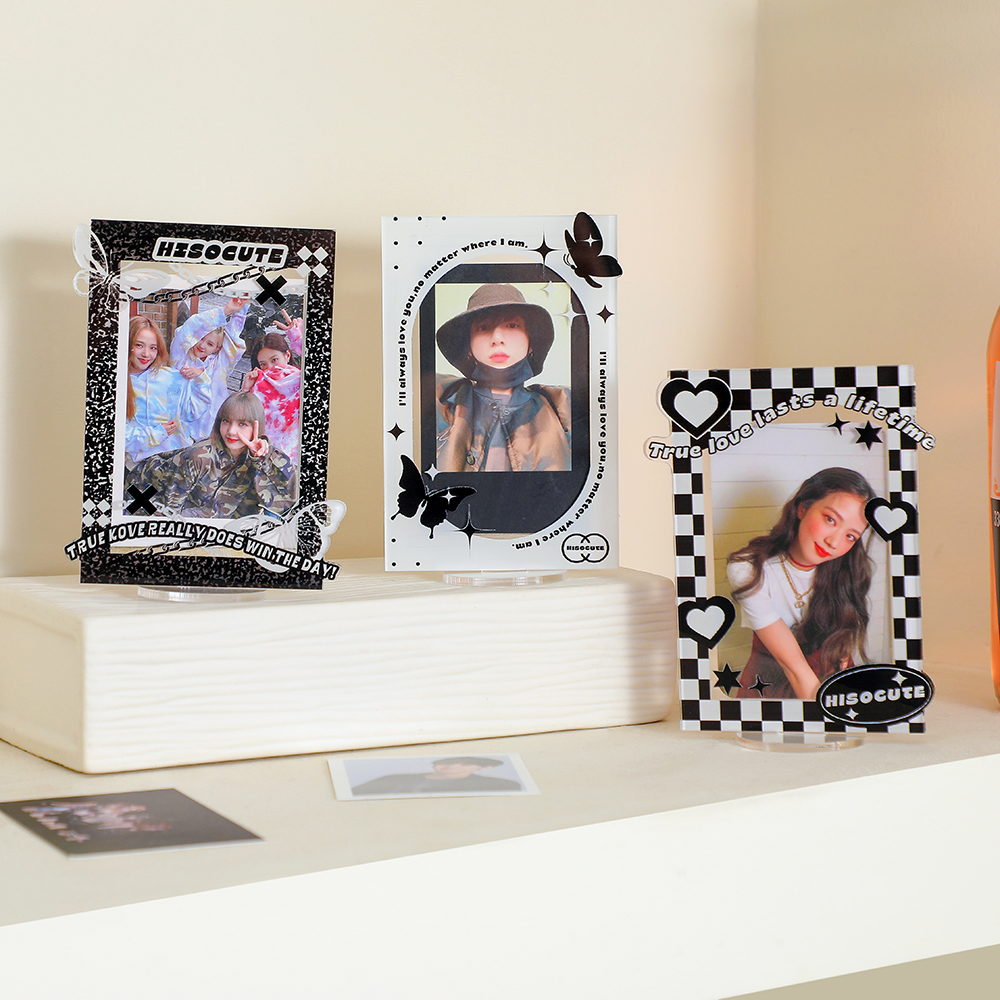 壓克力3寸桌面相框簡約現代風格可擺放少女卡通蝴蝶立牌追星小卡女生的房間擺件