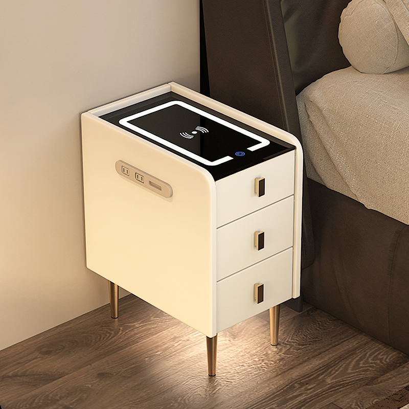 簡約現代風格床頭櫃 質感木質多功能收納 臥室必備