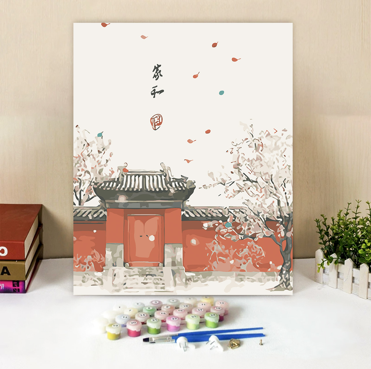 數字油畫diy古風建築風景畫用丙烯彩繪出中國故宮之美