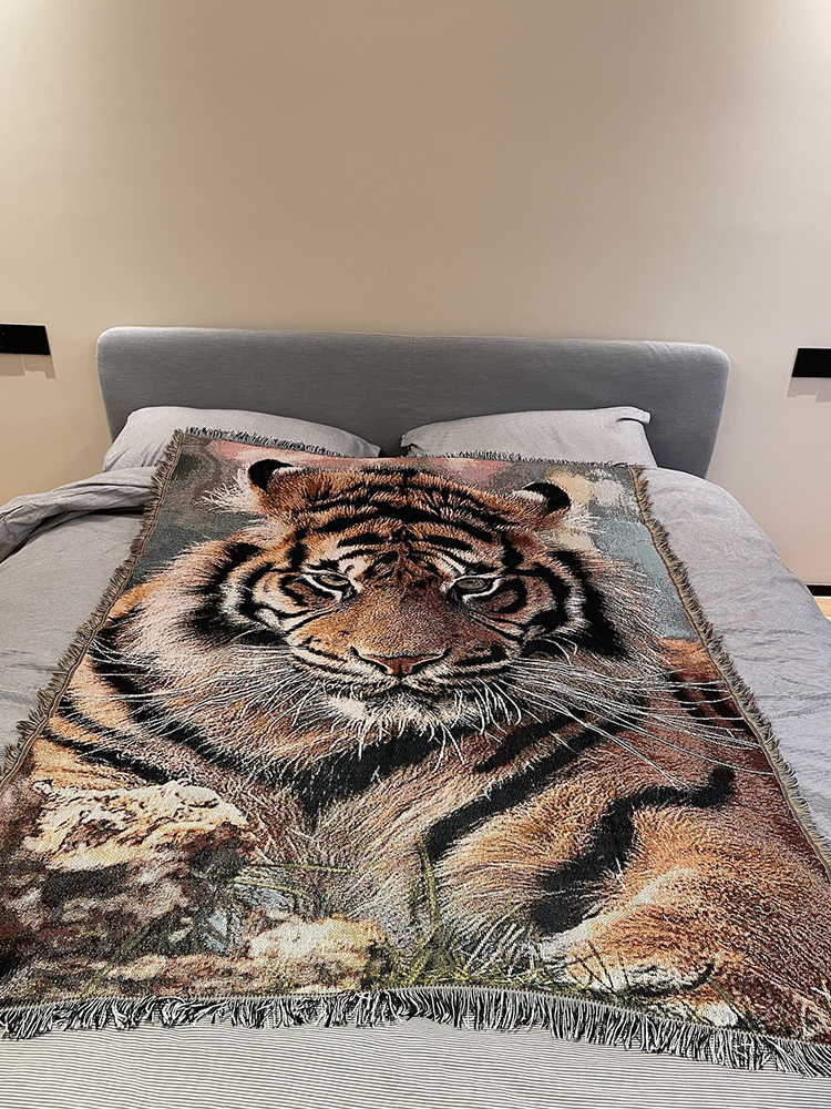 個性老虎沙發毯 戶外露營裝飾簡約風毛毯