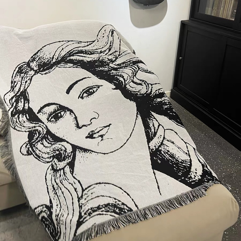 藝術復古女神維納斯毛毯畫像掛毯 沙發房間裝飾蓋毯午睡毯