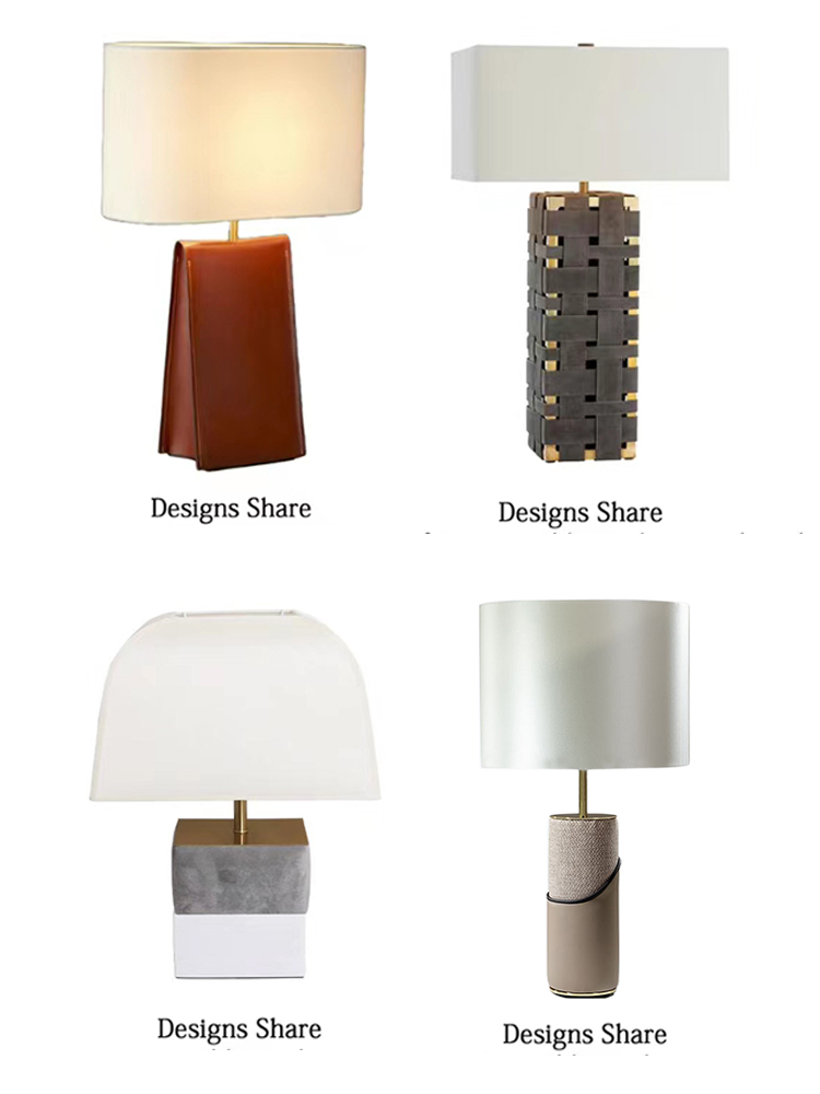 皮革材質歐式裝飾檯燈適用於臥室書房客廳風格後現代按鈕開關 (5.1折)