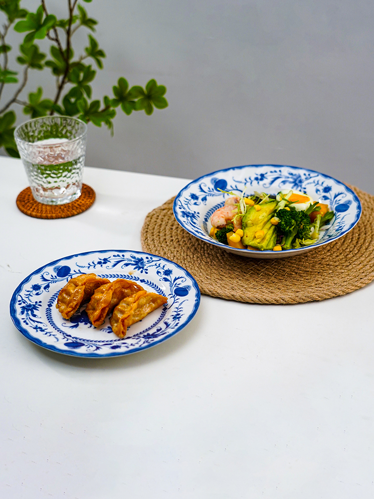 美濃燒日式復古青花唐草平盤高級感陶瓷餐具居家餐桌擺設提升生活品味 (8.3折)