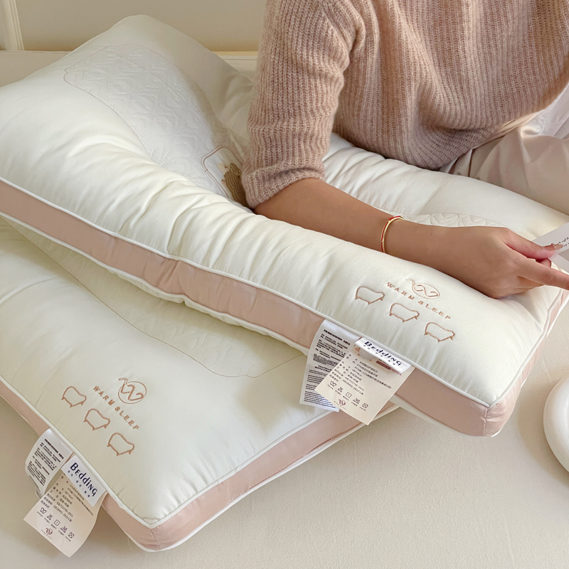 雙人或單人可選用 護頸學生枕芯 羊絨蛋白材質 舒適透氣