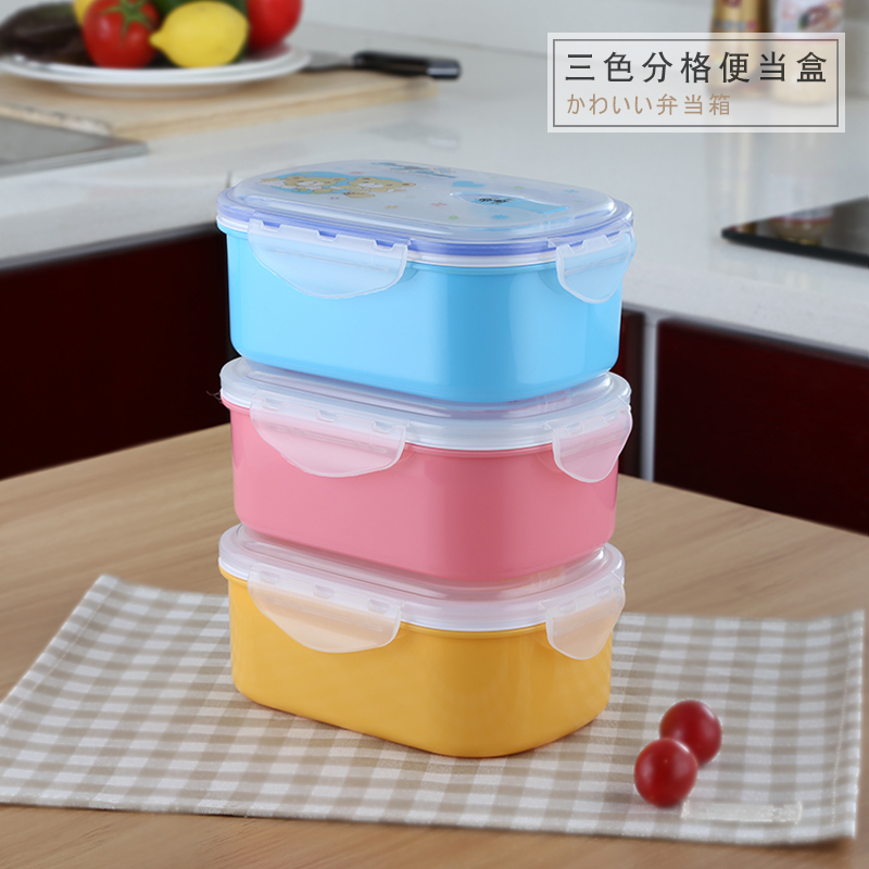 日式微波爐加熱卡通便當盒 二層學生可愛塑料餐盒附湯匙