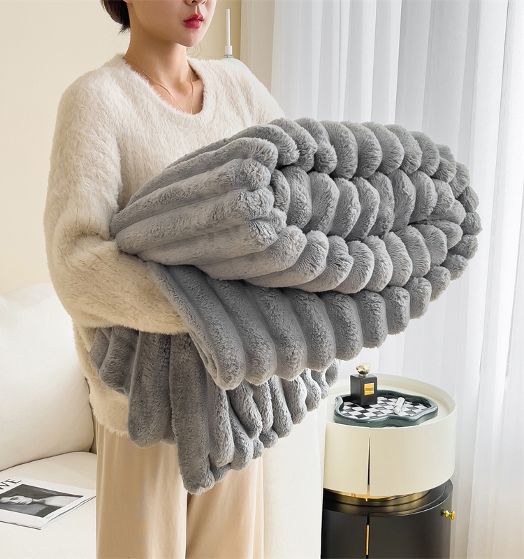 簡約現代時尚多功能兔毛絨沙發毯 休閒小毯子