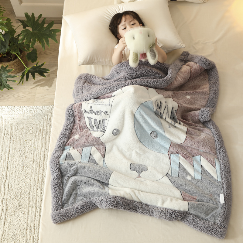 呆萌圖案雙層絨毯保暖發熱 適合兒童房使用