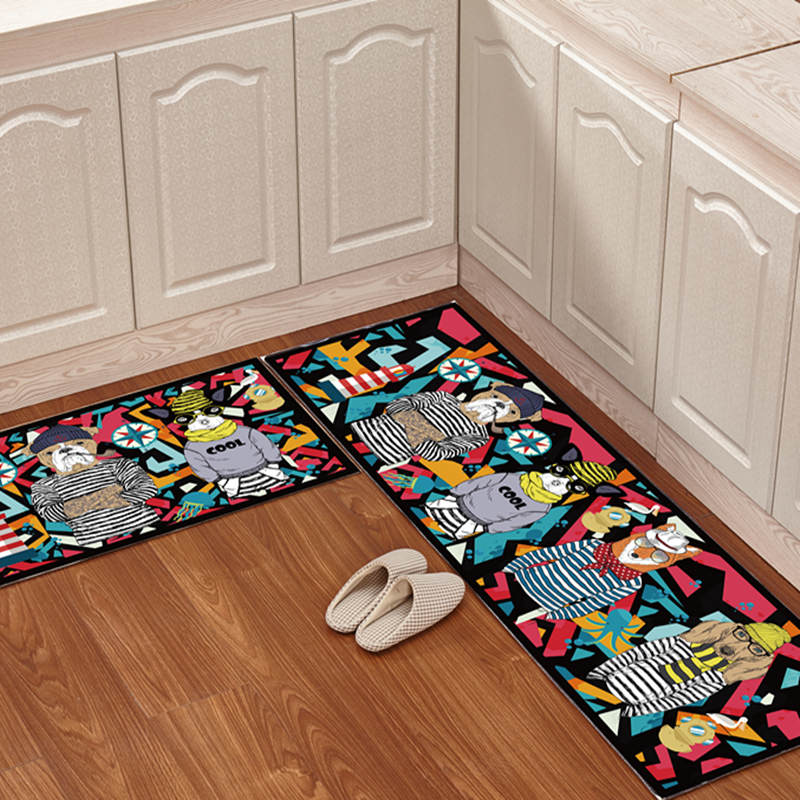 可愛卡通圖案廚房地墊防滑吸水多款風格選擇讓你的廚房更有趣