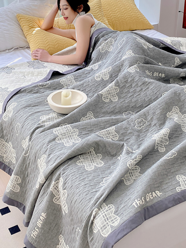 A類純棉三層紗蓋毯全棉多功能毛毯被毛巾被夏季紗布毯子夏涼被ins (5.5折)