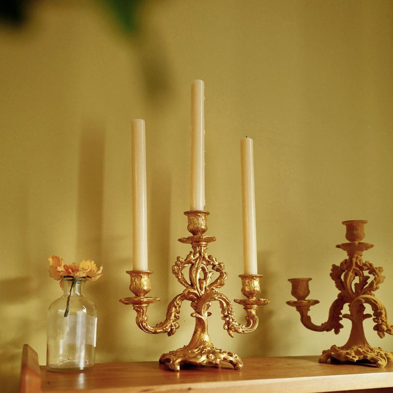 加安加麗復古風樹脂燭臺 歐式宮廷餐桌蠟燭裝飾擺臺