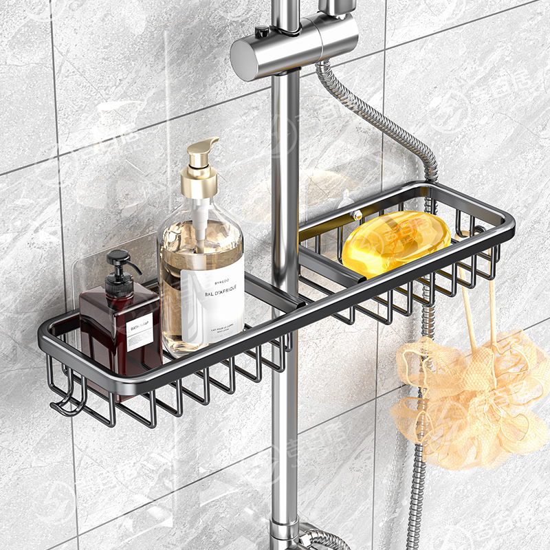 現代風免打孔 置物架 簡單 收納架 洗澡用花灑置物架 (5.2折)