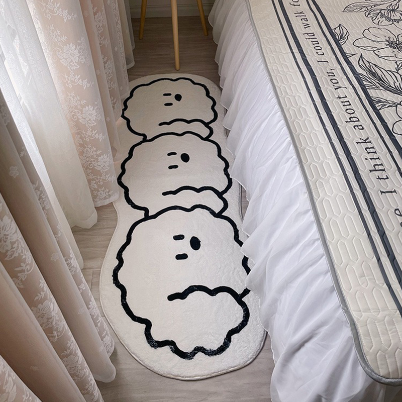 可愛地毯臥室加厚毛絨床邊毯 少女房間長條卡通貓咪床前ins風地墊