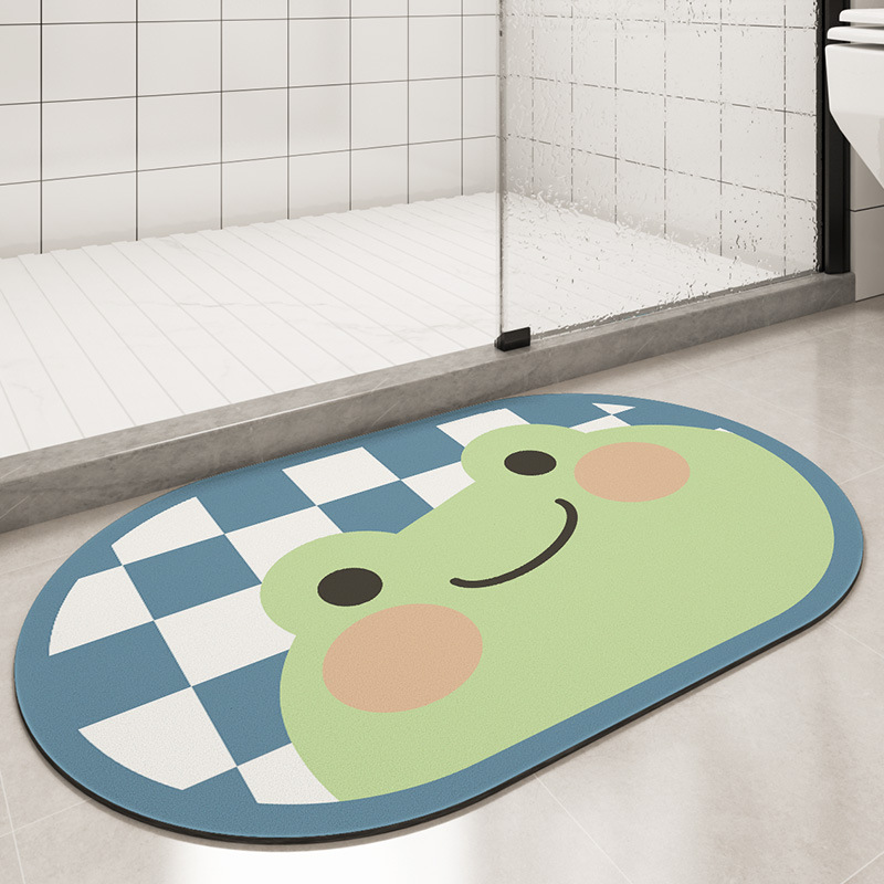 卡通造型硅膠地墊 專為浴室設計 防滑吸水 可愛圖案 浴室門口小地毯