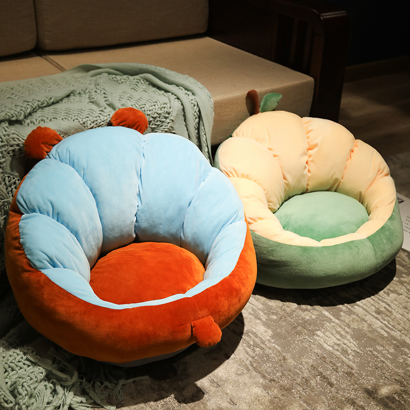 日式風格毛絨蒲團貓咪酪梨兔子棕熊多種圖案臥室家用地板坐墊 (8.3折)