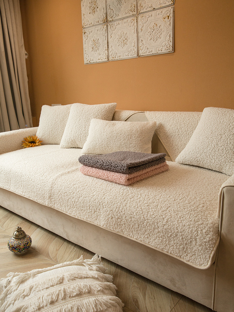 冬季加厚羊羔絨沙發墊簡約現代風防滑坐墊套適用組合沙發