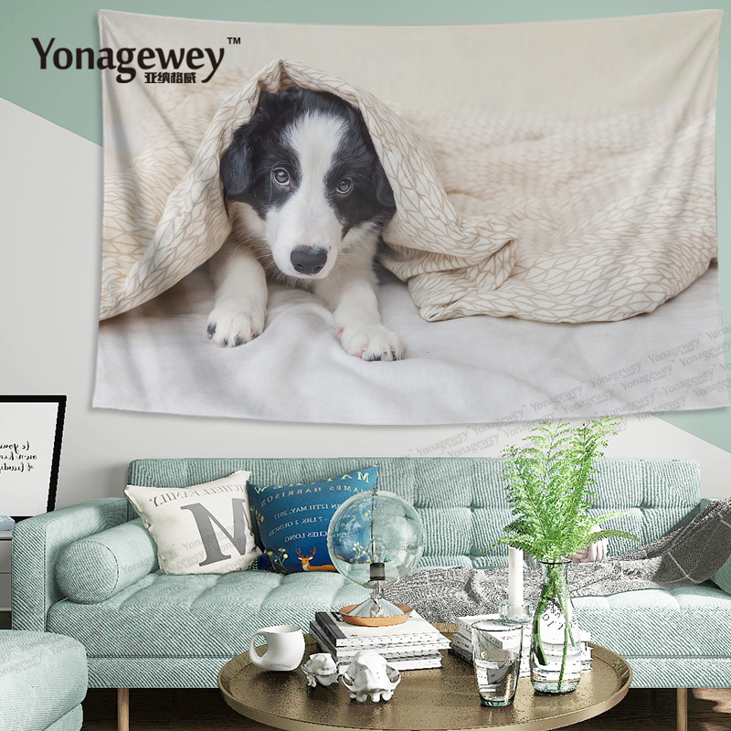 簡約現代風邊境牧羊犬主題臥室公寓裝飾用品壁毯