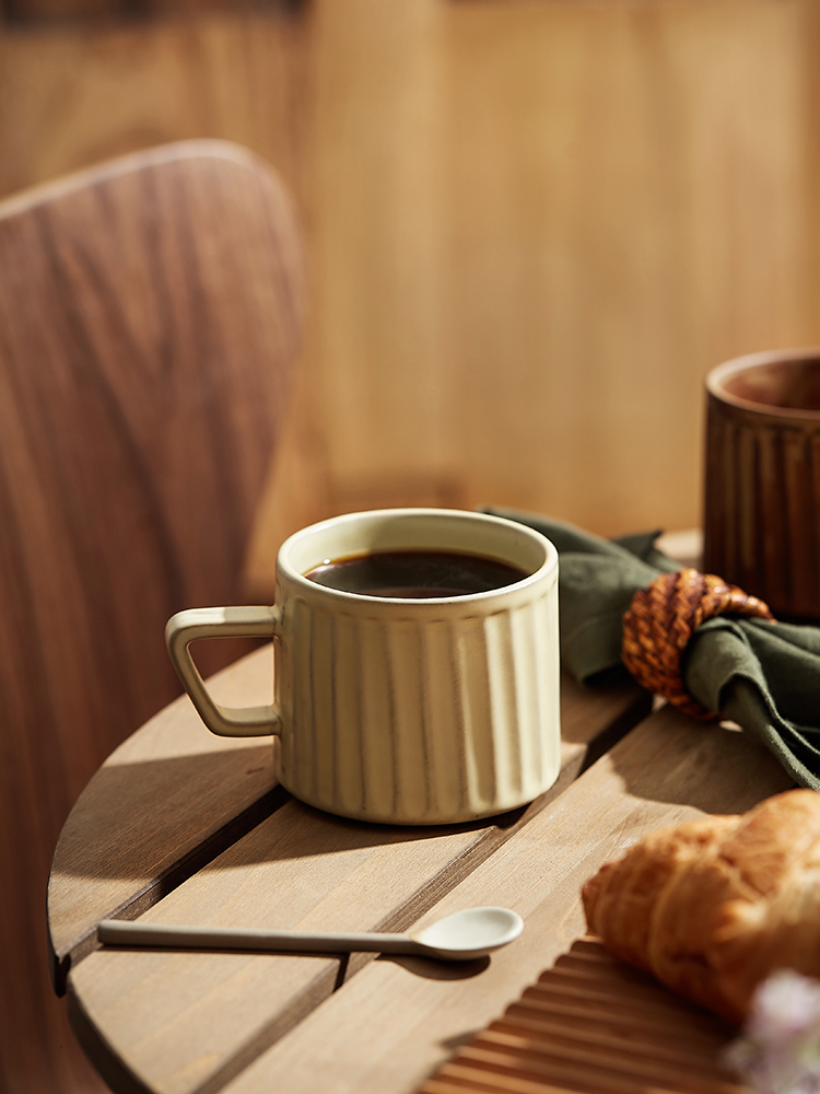 日式粗陶復古風瓷質咖啡杯中式風格1個裝適合早餐布丁杯或酸牛奶杯使用 (6.3折)