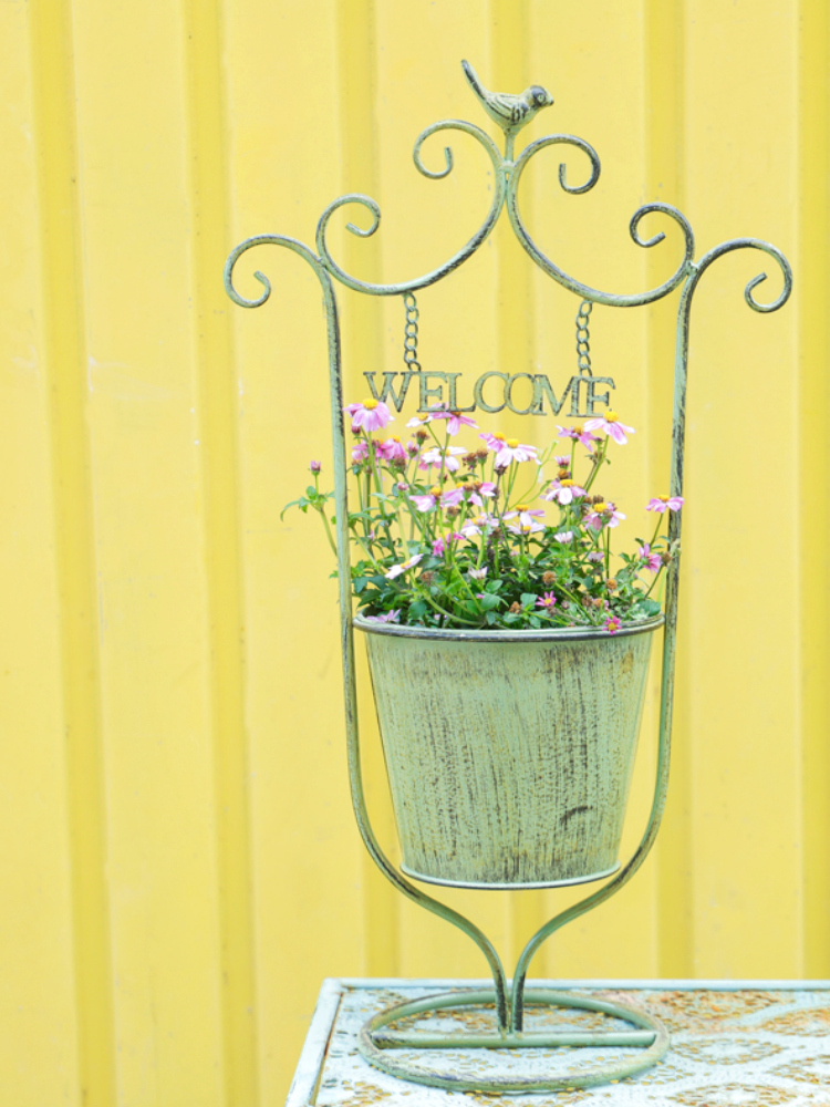 美式鐵藝花盆戶外庭院花園裝飾吊蘭花桶創意裝飾家用花器