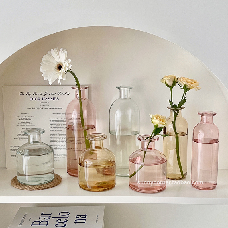 元氣角落 簡約玻璃花瓶 客廳臥室裝飾透明花瓶