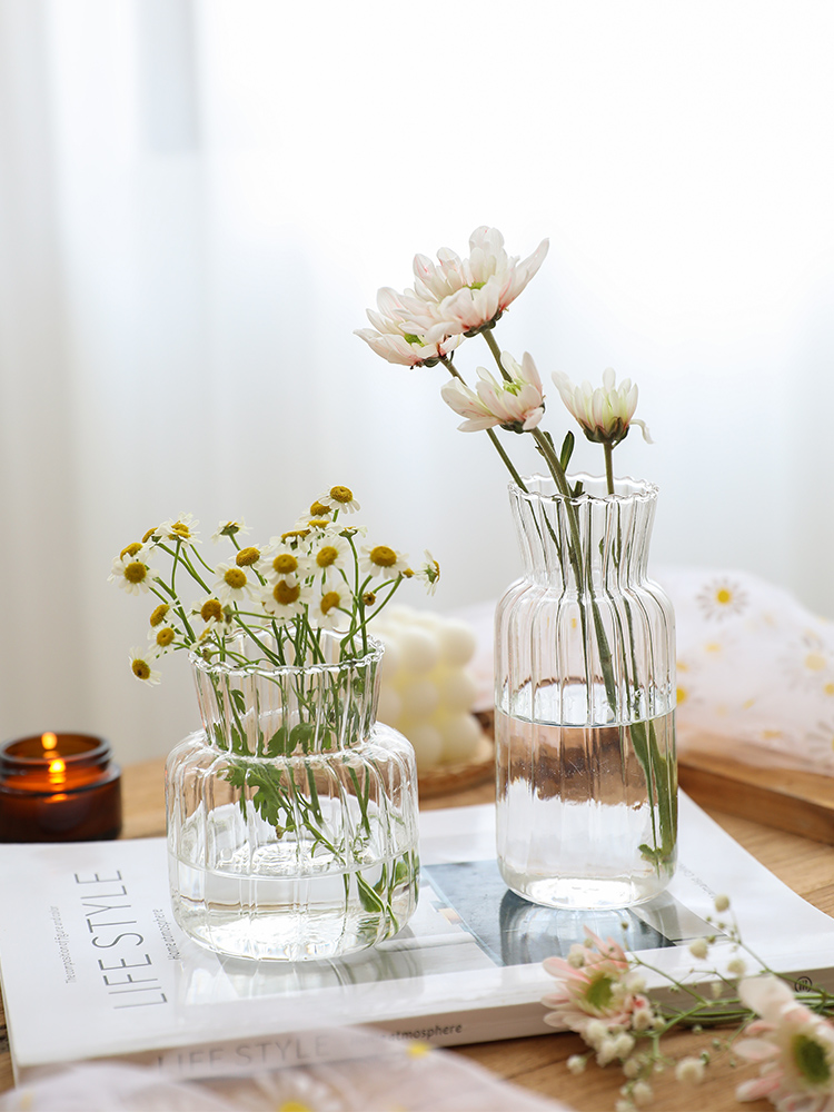 北歐風格玻璃透明餐桌擺件清新插花水養迷你花器適合客廳玄關等空間