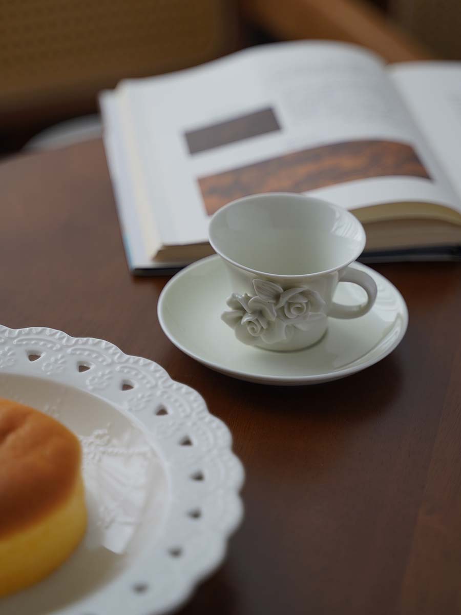 歐式復古浮雕純手工咖啡杯陶瓷下午茶紅茶法英式花茶杯點心碟