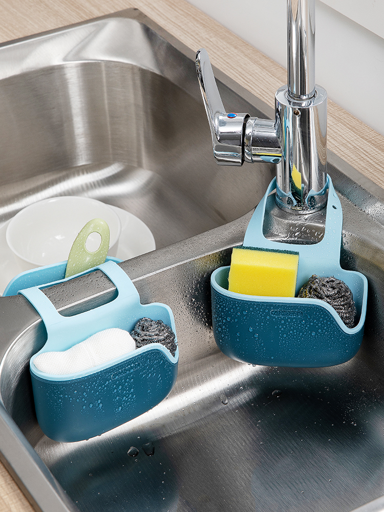 廚房水槽瀝水籃掛架置物神器 北歐風格塑料收納架單雙邊雙邊掛籃