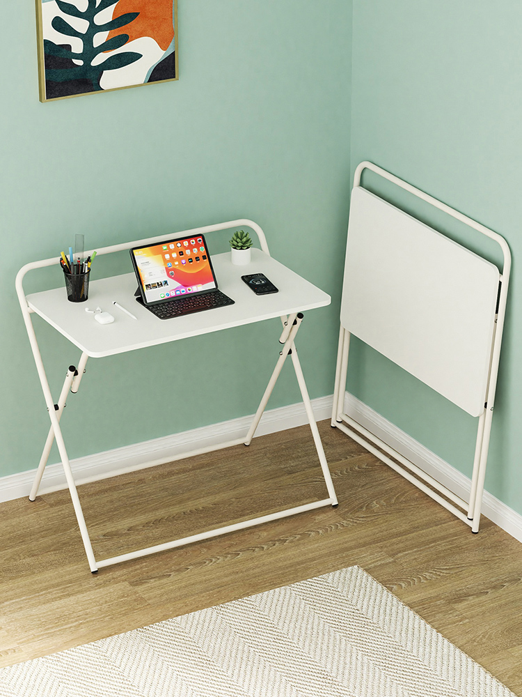 簡約時尚 柚木白框 摺疊電腦桌 床邊桌 工作臺