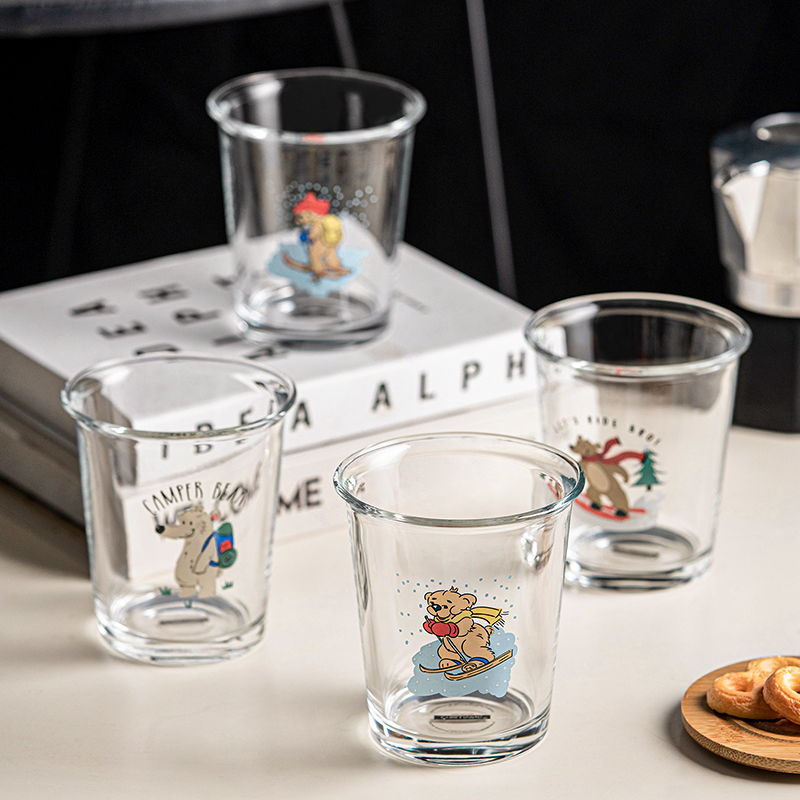 卡通玻璃杯可愛軟萌創意北歐風格耐熱玻璃杯水杯牛奶杯