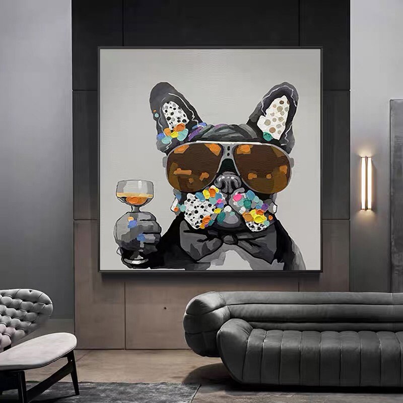 狗狗動物數字油畫 DIY 油彩填色畫 簡單現代客廳臥室裝飾